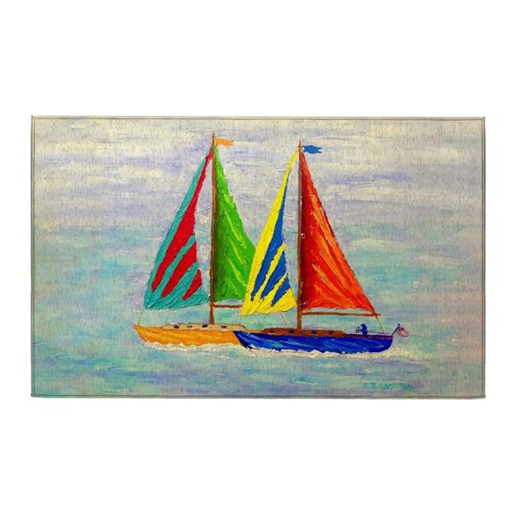 Betsy Drake Interiors DR1496 Sailboat Race Indoor Dornier Area Rug 20x32
