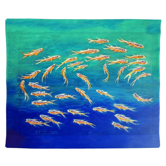 Betsy Drake Interiors Schooling Fish Outdoor Wall Hanging 24x30