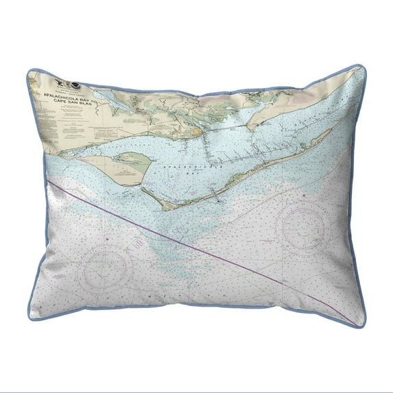 Betsy Drake SN11401 St George Island, FL Nautical Map Small Corded Indoor & Outdoor Pillow - 11 x 14 in.