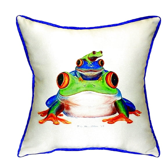 Betsy Drake Stacked Frogs Large Indoor/Outdoor Pillow 18x18
