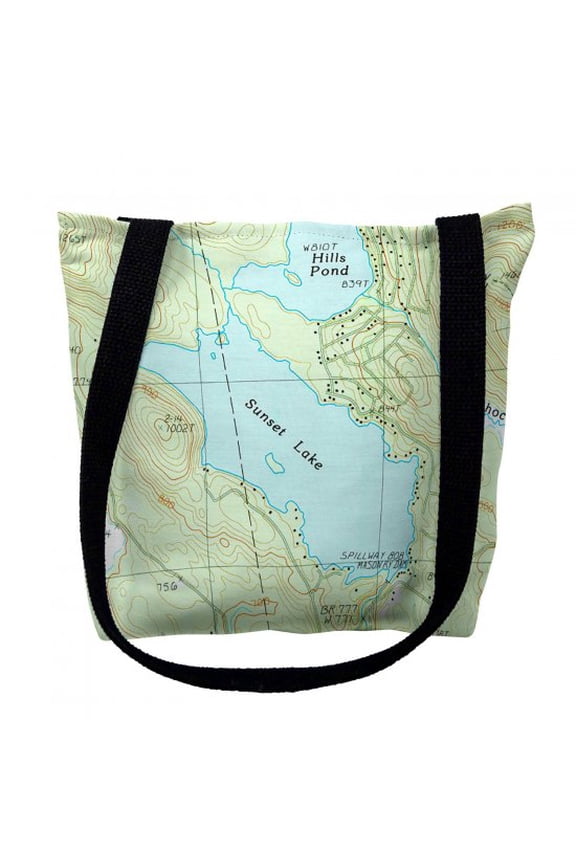 TY872M 16 x 16 in. Sunset Lake New Hampshire Nautical Map Tote Bag - Medium