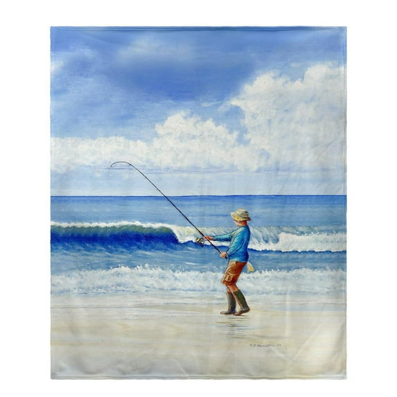 Betsy Drake Interiors Surf Fishing Fleece Throw