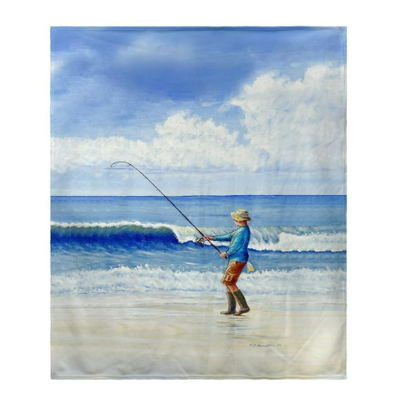 Betsy Drake Interiors Surf Fishing Fleece Throw