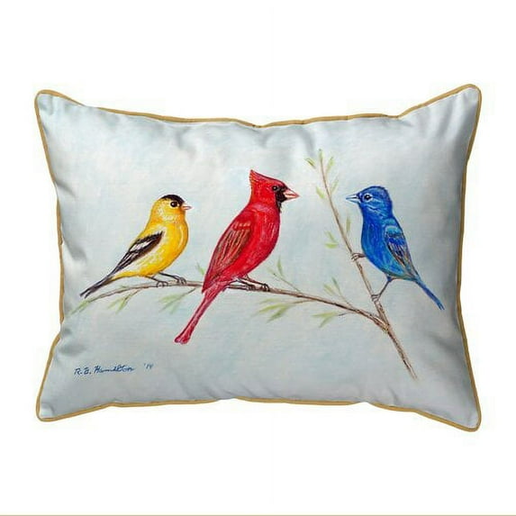 Betsy Drake Interiors Three Birds Indoor/Outdoor Lumbar Pillow