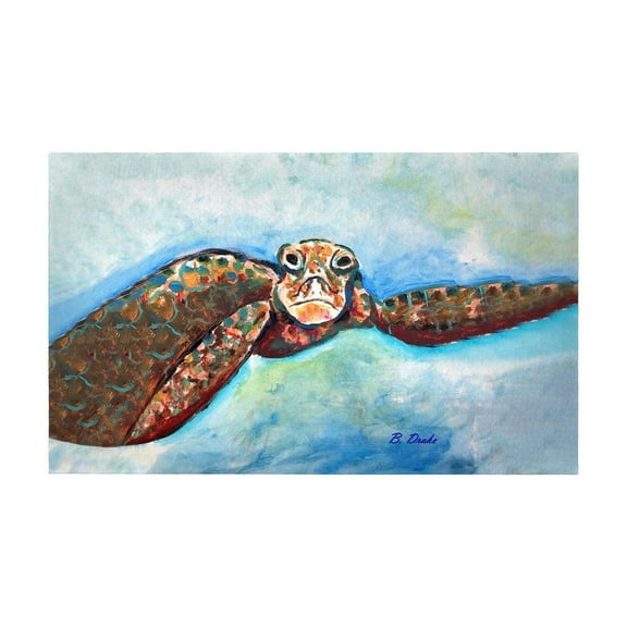 Betsy Drake Interiors Turtle Looking At Me Door Mat 30x50