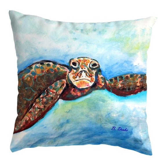 Betsy Drake Interiors Turtle Looking At Me Small Noncorded Pillow 12x12