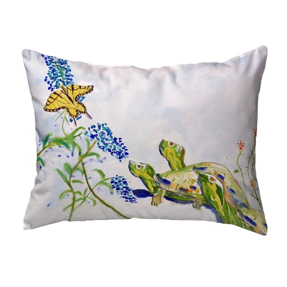 Betsy Drake Interiors Turtles & ButterFly Small No-Cord Pillow 11x14