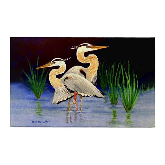 Betsy Drake Interiors DR1501 Two Blue Herons Indoor Dornier Area Rug 20x32