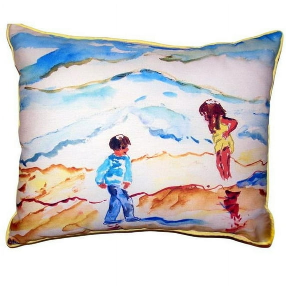Betsy Drake SN659 11 x 14 in. Wading At the Beach Small Outdoor & Indoor Pillow