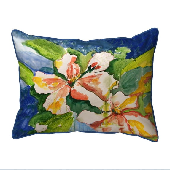 Betsy Drake Interiors White Hibiscus Large Indoor/Outdoor Pillow 16x20