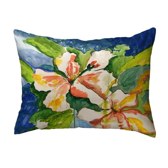 Betsy Drake Interiors White Hibiscus No Cord Pillow 16x20