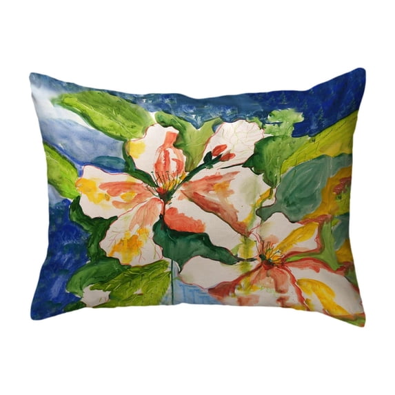 Betsy Drake Interiors White Hibiscus Small Noncorded Pillow 11x14