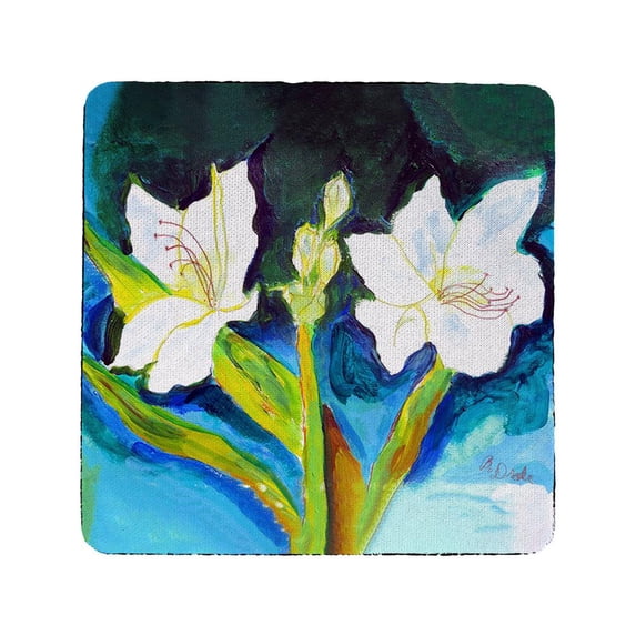 Betsy Drake Interiors White Lilies Coaster Set of 4