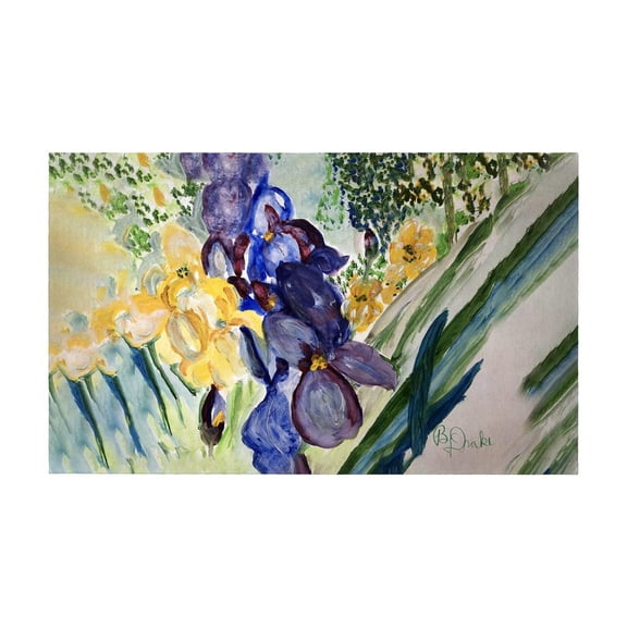 Betsy Drake Interiors Yellow & Blue Iris Door Mat 30x50