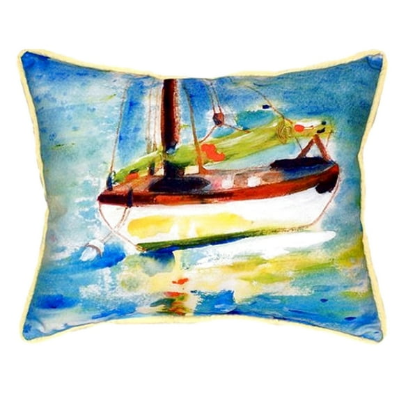 Betsy Drake Interiors Yellow Sailboat Large Indoor/Outdoor Pillow