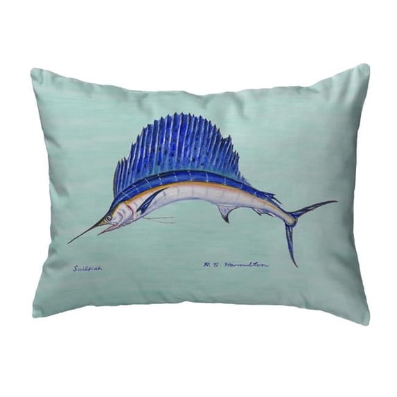 Betsy Drake KS006C 11 x 14 in. Sailfish Teal Small No-Cord Pillow
