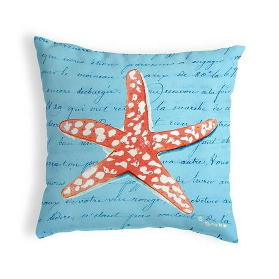 Betsy Drake KS091B 12 x 12 in. Coral Starfish Blue Small No-Cord Pillow