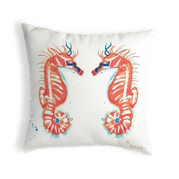 Betsy Drake KS100 11 x 14 in. Coral Sea Horses Small No-Cord Pillow