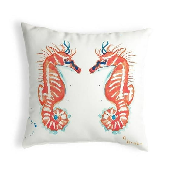 Betsy Drake KS100 11 x 14 in. Coral Sea Horses Small No-Cord Pillow