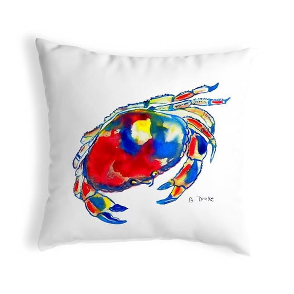 Betsy Drake KS103 12 x 12 in. Dungeness Crab Small No-Cord Pillow