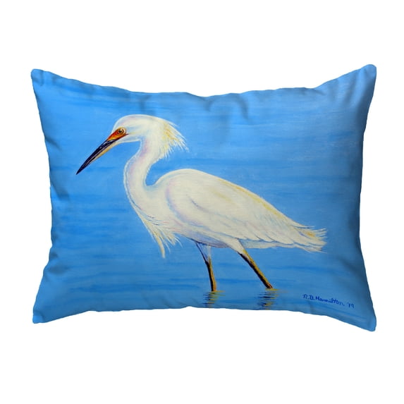 Betsy Drake KS1087 11 x 14 in. Stalking Snowy Egret Non-Corded Indoor & Outdoor Pillow
