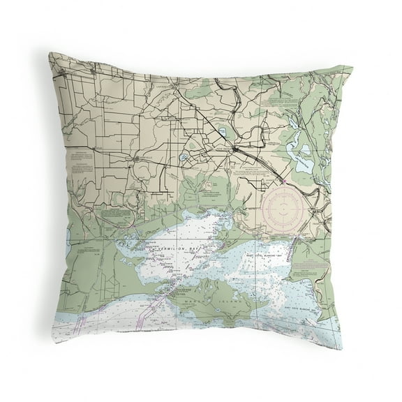 Betsy Drake KS11345NI 12 x 12 in. Vermilion Bay, LA Nautical Map Non-Corded Indoor & Outdoor Pillow