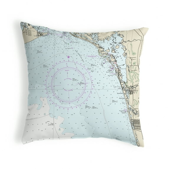 Betsy Drake KS11426BS 12 x 12 in. Estero Bay, Bonita Springs, FL Nautical Map Non-Corded Indoor & Outdoor Pillow
