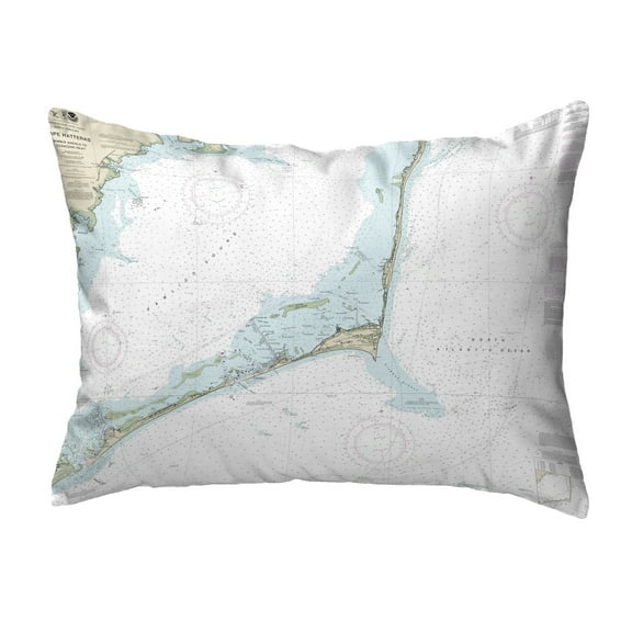 Betsy Drake KS11555 11 x 14 in. Cape Hatteras, NC Nautical Map Non-Corded Indoor & Outdoor Pillow