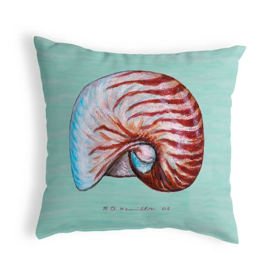 Betsy Drake KS118C 12 x 12 in. Nautilus Shell Teal Small No-Cord Pillow