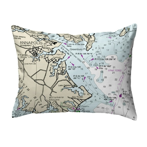 Betsy Drake KS12263AN 11 x 14 in. Annapolis, MD Nautical Map Non-Corded Indoor & Outdoor Pillow