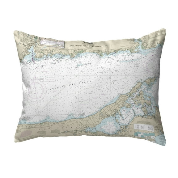 Betsy Drake KS12354ES 11 x 14 in. Long Island Sound - Eastern Part, NY Nautical Map Non-Corded Indoor & Outdoor Pillow
