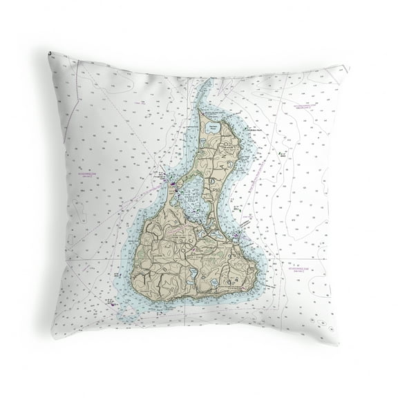 Betsy Drake KS13215 12 x 12 in. Block Island, RI Nautical Map Non-Corded Indoor & Outdoor Pillow