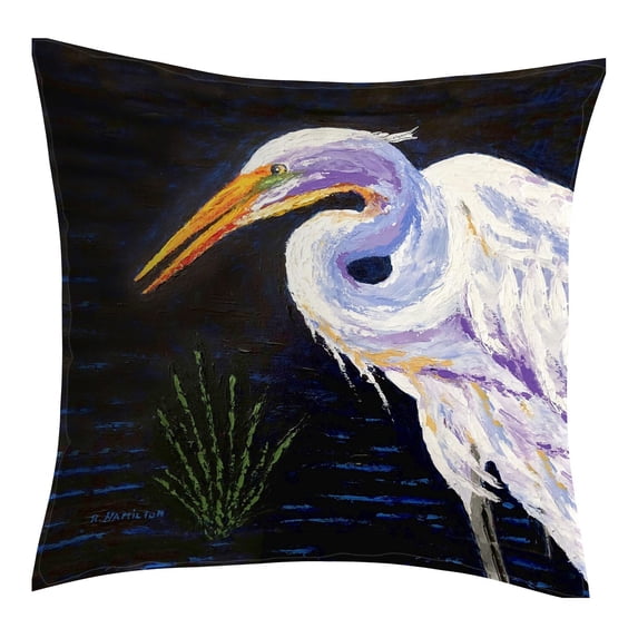 Betsy Drake KS1346 12 x 12 in. Palette Great Egret Non-Corded Pillow - Small