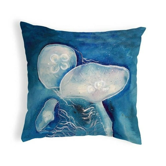 Betsy Drake KS174 12 x 12 in. Blue Jellyfish Small No-Cord Pillow