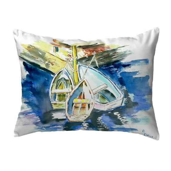 Betsy Drake Interiors Three Row Boats Small No-Cord Pillow 11x14
