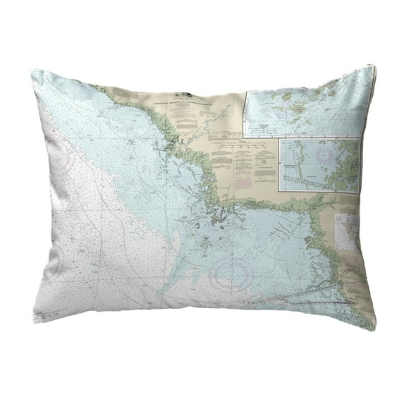 Betsy Drake KS234 11 x 14 in. Crystal River to Horseshoe Point, FL Nautical Map Non-Corded Indoor & Outdoor Pillow
