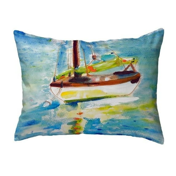 Betsy Drake KS274 11 x 14 in. Yellow Sailboat Small No-Cord Pillow
