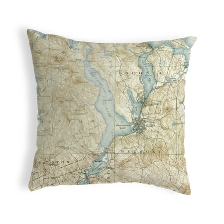 Betsy Drake KS309 12 x 12 in. Lake Winnisquam, NH Nautical Map Non-Corded Indoor & Outdoor Pillow