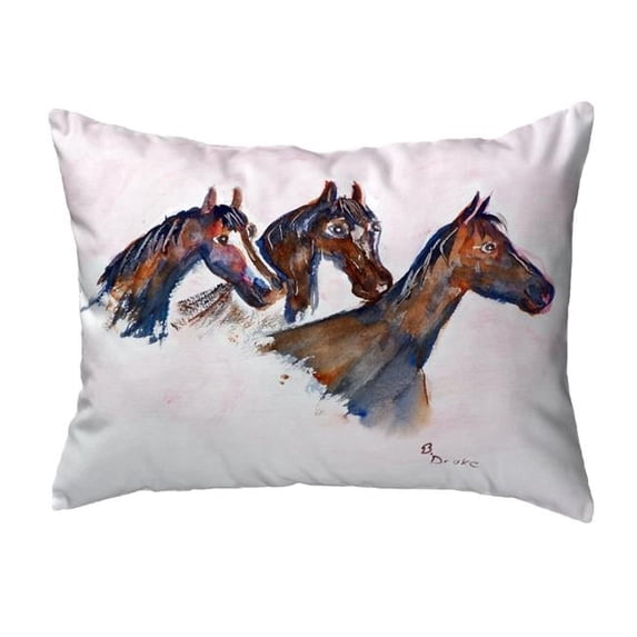 Betsy Drake KS419 11 x 14 in. Three Horses Small No-Cord Pillow