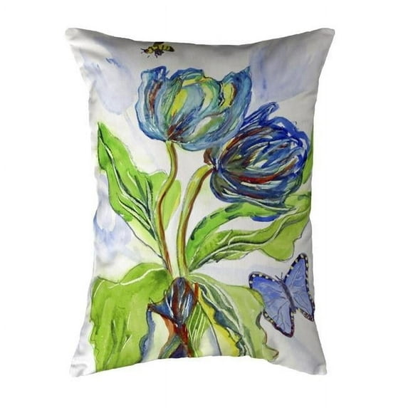 Betsy Drake KS447 11 x 14 in. Tulips & Morpho Small No-Cord Pillow