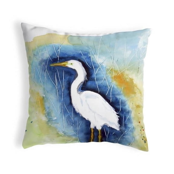 Betsy Drake KS453 12 x 12 in. Great Egret Left Small No-Cord Pillow