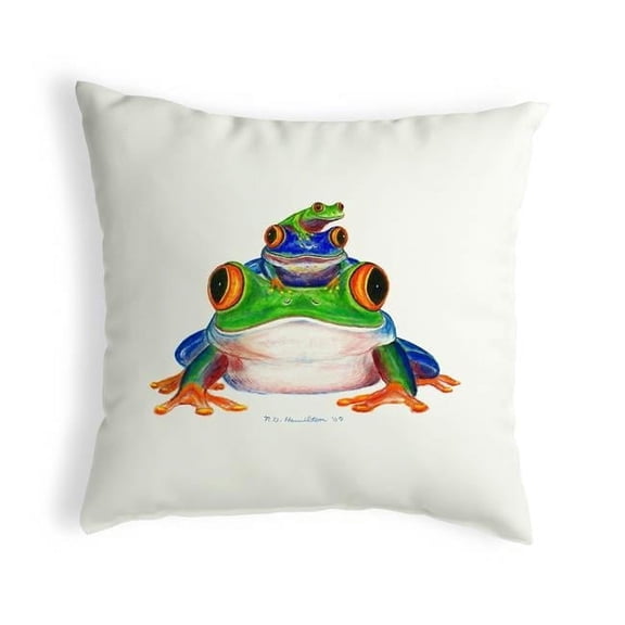 Betsy Drake KS456 12 x 12 in. Stacked Frogs Small No-Cord Pillow