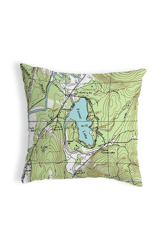 KS463 12 x 12 in. Forest Lake, NH Nautical Map Non-Corded Indoor & Outdoor Pillow