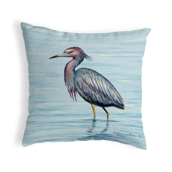 Betsy Drake KS492 12 x 12 in. Dicks Little Blue Heron Small No-Cord Pillow