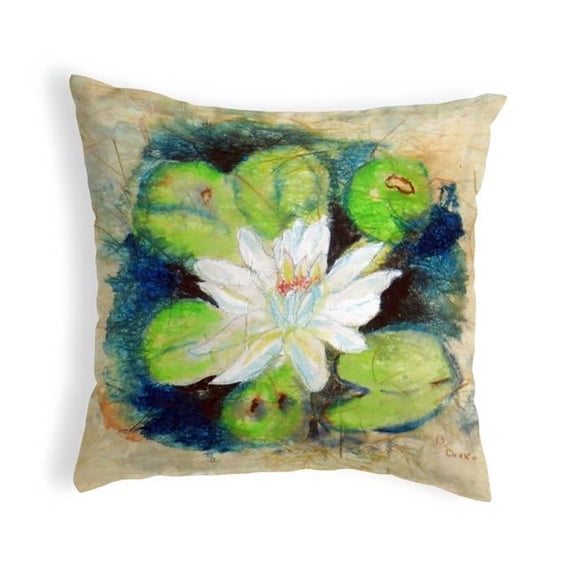 Betsy Drake KS496 12 x 12 in. Water Lily on Rice Small No-Cord Pillow