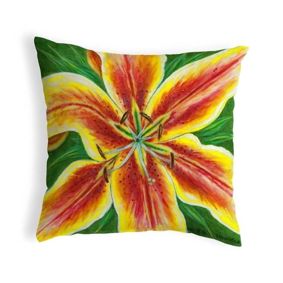 Betsy Drake KS702 12 x 12 in. Yellow Lily Small No-Cord Pillow