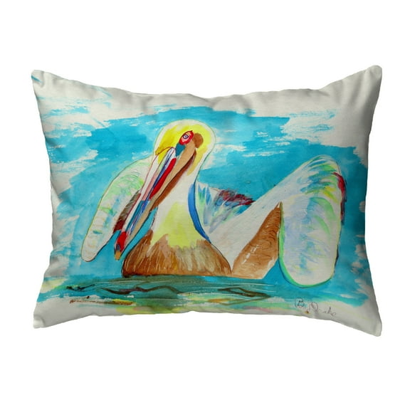 Betsy Drake KS715 11 x 14 in. Pelican in Teal Non-Corded Indoor & Outdoor Pillow