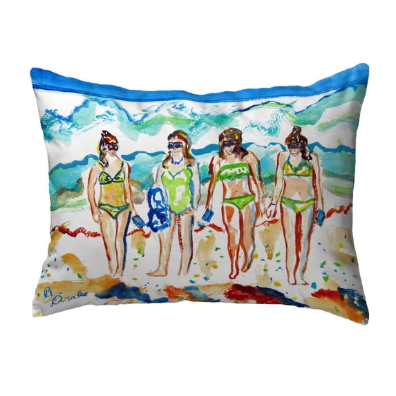 Betsy Drake KS844 11 x 14 in. Girls Walking Non-Corded Pillow