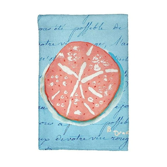 Betsy Drake KT092B Coral Sand Dollar Blue Script Kitchen Towel