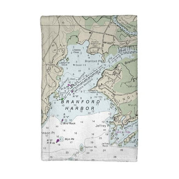Betsy Drake KT12373BR 16 x 25 in. Branford Harbor, CT Nautical Map Kitchen Towel
